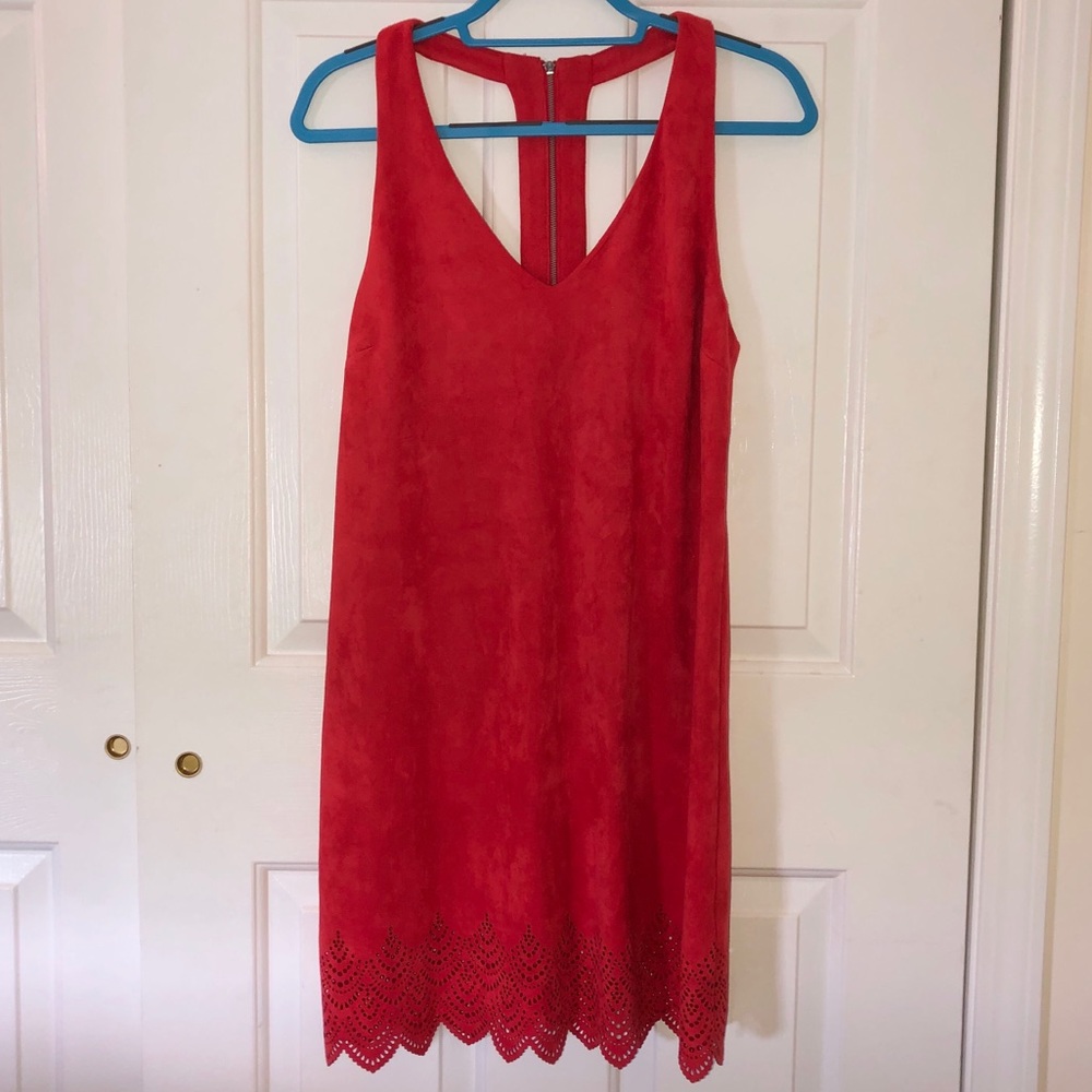 Suede cutout back dress